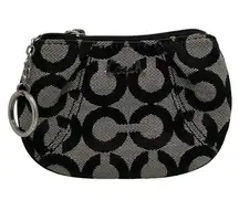 Coach  Black and Gray Signature Canvas Coin Purse w/ Keychain