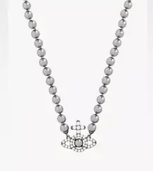 VIVIENNE WESTWOOD Olympia ruthenium-plated brass and pearl beaded necklace