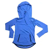 Athleta Sentry Hoodie‎ Sweatshirt Women's XS Capri Blue Knit Cotton Thumbholes