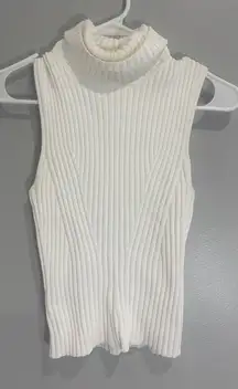 STAUD Sleeveless Ribbed Turtleneck Callum Sweater Top XS designer ivory white