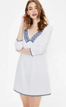 BODEN Rosanna Jersey Tunic White/Cobalt Size 8