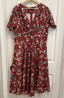 Unique Vintage floral fit and flare midi dress