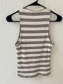 Maeve Anthropologie Sleeveless Striped Ribbed High Neck Tank Top