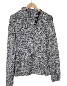 Jones New York Country sweater M gray heather split collar pullover