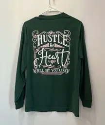 Southern Prep girl green long sleeved heart and hustle shirt sz Medium