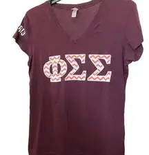 Phi Sigma Sigma Sorority Bella Canvas Women's V-Neck Tee Shirt, Large