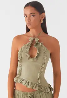 Mariella Linen Top in Sage