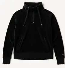 Champion C9 Black Velour Funnel Neck Quarter Zip Pullover | Cozy Athleisure