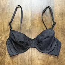 Vtg Y2K Denim Bra Top Womens Sz 34C Grey Black Wash Cotton