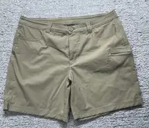 Eddie Bauer Shorts Womens 16 Stretch Hiking Athletic Zipper‎ Pocket Tan Beige