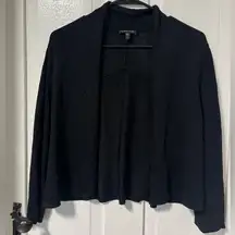 Eileen Fisher Cropped open front Viscose Knit Black cardigan w/ Back seaming S