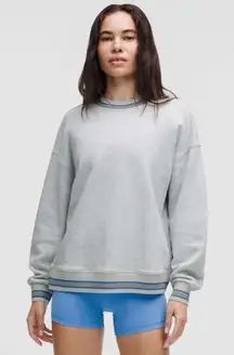 lululemon Perfectly Oversized Varsity Crew Sweatshirt Gray Size S Striped Trim