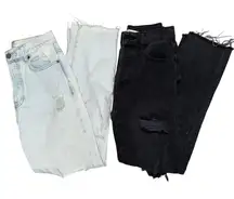 Bundle lot of 2 pacsun jeans size 23 high rise straight distressed light & black