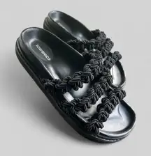 Tony Bianco Petal Rope Trendy Black Slides, flirty, quiet luxury, emo, size 36