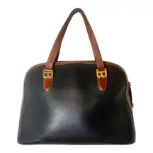 BALLY B Logo Black and Brown Leather Handbag