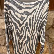 Chico’s Animal Print Zebra Light Pullover Sweater 2X Gray Ivory XXL 2X