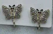 Vintage rhinestone encrusted butterfly earrings.