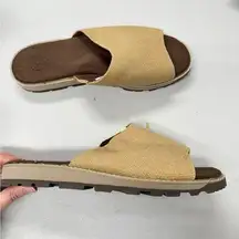 Deja Shoes Tan Hemp Slide Sandals Women’s 10 Casual Beachy Summer Vacation Flats