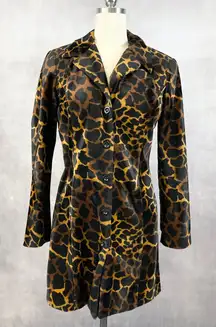 Y2K A Byer Women Giraffe Print Coat Jacket Small Mob Wife Indie Sleaze Glam Edgy