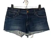 J Brand Blue Fringe Trim Cut Off Cotton Blend Denim Jean Shorts Women Sz 27