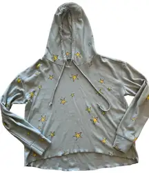 Chaser women’s XS lightweight mint green with yellow‎ stars pullover hoodie