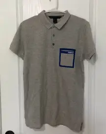 Marc Jacobs Womens Shirt XS Gray Cotton Collared Pocket Short‎ Sleeve NWT