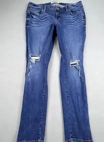 Torrid Jeans Womens 14R Blue Straight Distressed Stretch Medium Wash