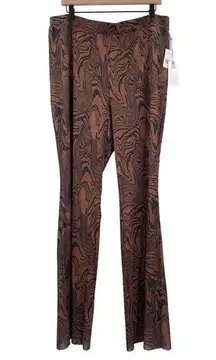 GOOD AMERICAN Mesh Flare Pants Size 3XL Plus Size Cover Up Sheer Chai Swirl NWT