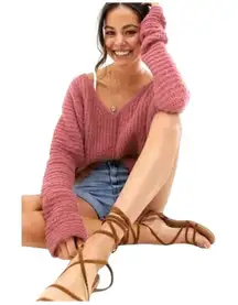 Free People Cropped Sweater Pink Size S