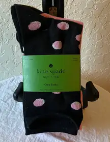 Kate Spade: NWT Black/Pink/Cream Socks- 3 pairs- thin crew socks