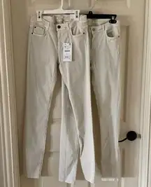 ZARA Trafaluc Denim SuperSoft Body Curves Khaki Pants US Size 6 Set of 2 NWT