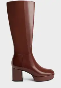 Charles and Keith Patent Platform Knee High Boots