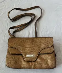 Koltov Metallic Bronze Faux Leather Crossbody Bag