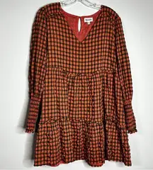 &Merci Tiered Smock Cuff V-Neck Boho Dress