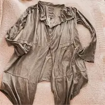 Pete+Greta Johnny Was draped comfy charcoal lightweight cotton cardigan snap