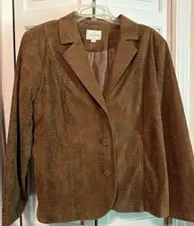 Erin London Jacket Faux leather brown jacket blazer. Size 1x