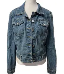 Jeans Blue 100% Cotton Denim Women's Jean Jacket Size Large