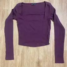 Zara Deep Purple Long Sleeve Top