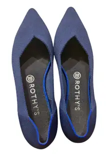 ROTHYS The Pointed Flat Shoes Navy Blue Knit Women's W 8.5 Comfort EUC Rare Work