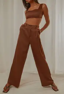 Peppermayo Milano Satin Pant in Chocolate Brown