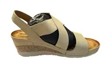 New! Women's‎ Romika Elaine 01 Wedge Sandal Size 37 Or US 6.5 Beige Gold Strappy