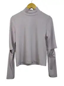 Line and Dot mock neck slit sleeve lavender sweater size Small #LT2581B‎