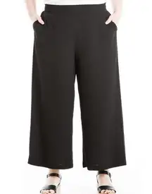 NWT Max Studio Crop Crepe Wide Leg Pant Pull On Black Plus Size 2X NEW