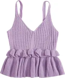 Knit Peplum Ruffle Hem Crop Top 