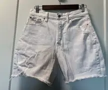 GAP Cheeky Midi Short High Rise White Jean‎ Denim Cutoff 6" Inseam Button Fly 28