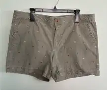 Eddie Bauer Women's Hiking Camping Shorts Green Dyed Dragonfly Summer SZ 18