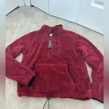 Dark Red Fluffy Cropped Pull Over