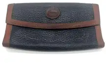 Dooney & Bourke Vintage  Black Brown Pebbled Leather Trifold Checkbook Wallet