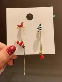 Santa Claus Threader Earrings Cute Retro‎ Asymmetrical Climbing Santa Claus