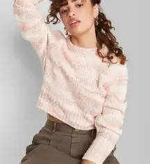 WILD FABLE Space Dye Pink Cropped Long Sleeve Sweater Size Large Pullover NWT